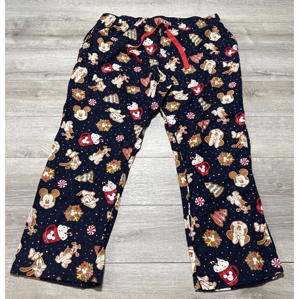 Old Navy X Disney Cookie Party Christmas Navy Flannel Drawstring Pajama Pants XL